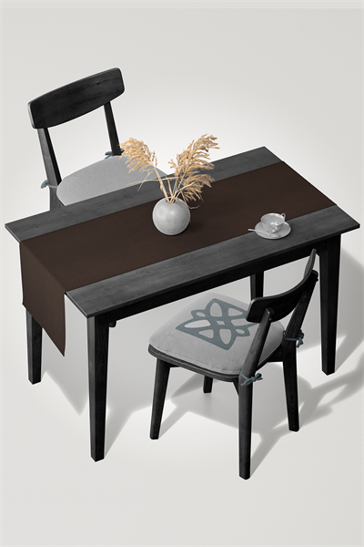 Kadife Dokulu Serisi Koyu Kahve Runner