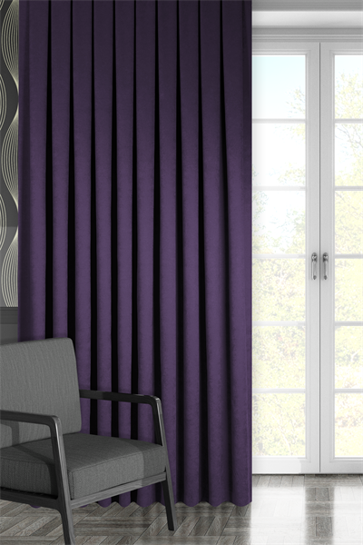 Kadife Dokulu Serisi Koyu Mor Fon Perde