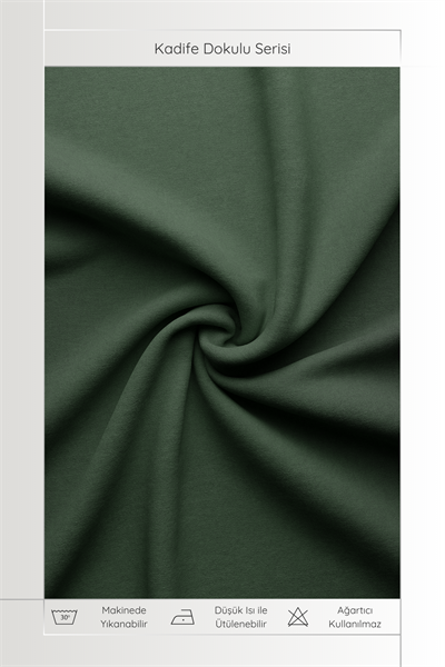 Kadife Dokulu Serisi Koyu Yeşil Fon Perde