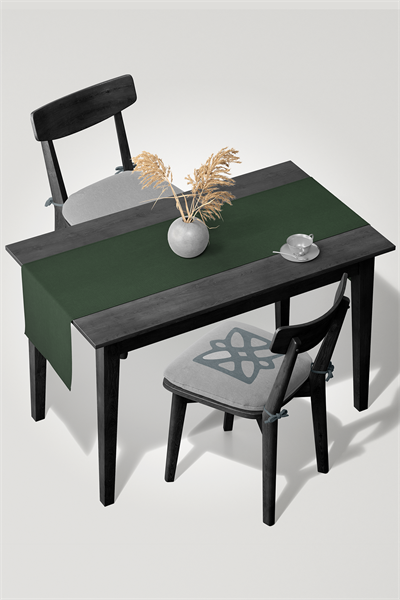 Kadife Dokulu Serisi Koyu Yeşil Runner