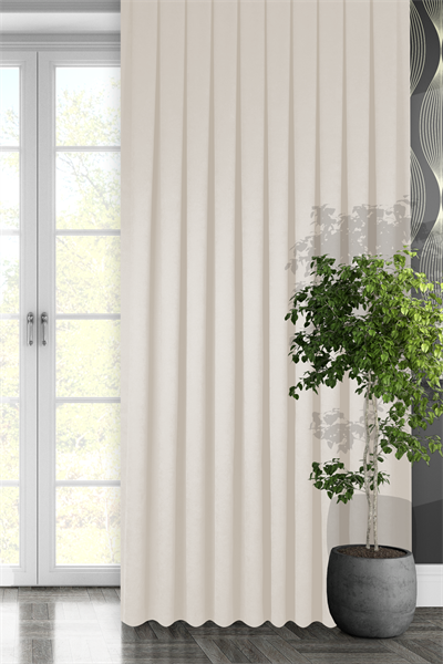 Kadife Dokulu Serisi Krem Fon Perde