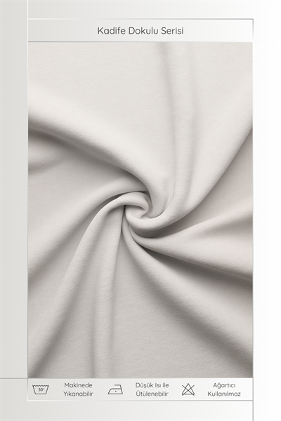 Kadife Dokulu Serisi Krem Fon Perde