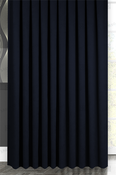 Kadife Dokulu Serisi Lacivert Fon Perde