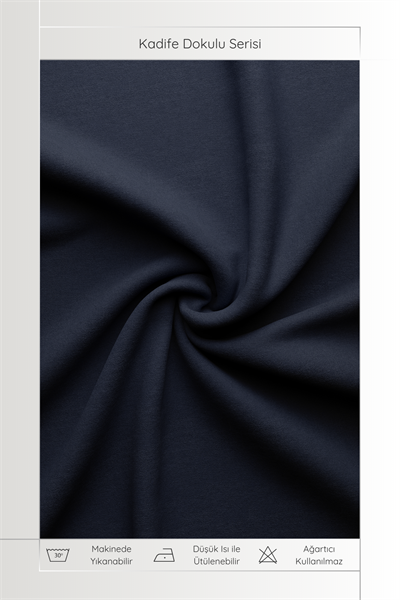 Kadife Dokulu Serisi Lacivert Fon Perde