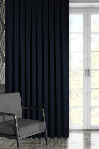 Kadife Dokulu Serisi Lacivert Fon Perde