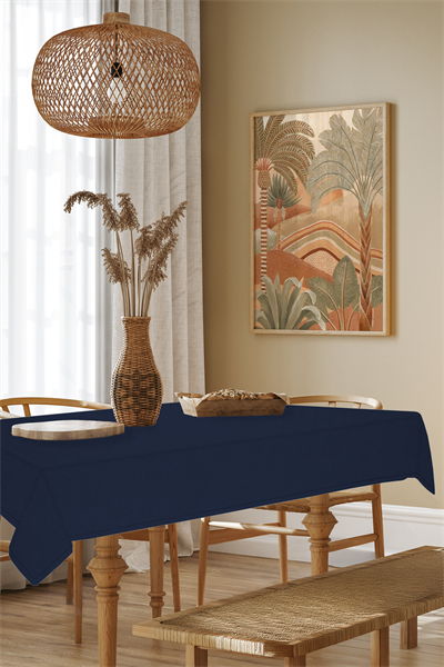 Kadife Dokulu Serisi Lacivert Masa Örtüsü