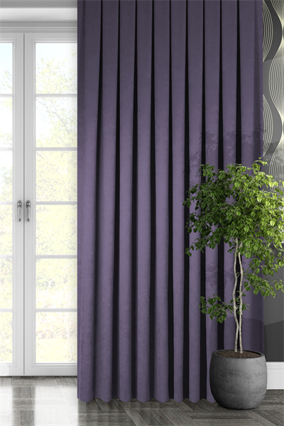 Kadife Dokulu Serisi Lila Fon Perde