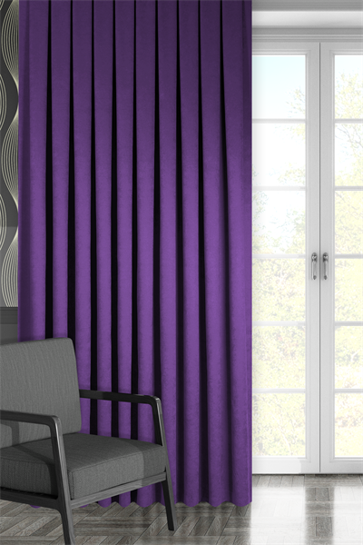 Kadife Dokulu Serisi Mor Fon Perde