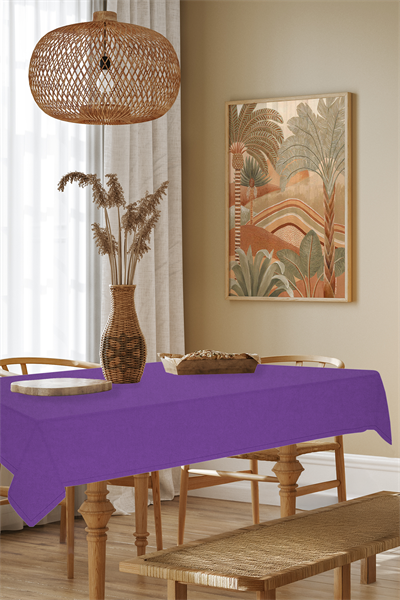 Kadife Dokulu Serisi Mor Masa Örtüsü