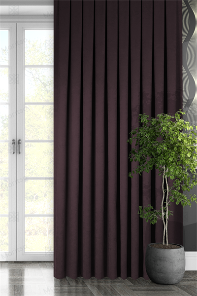 Kadife Dokulu Serisi Mürdüm Fon Perde