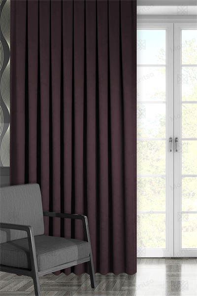 Kadife Dokulu Serisi Mürdüm Fon Perde