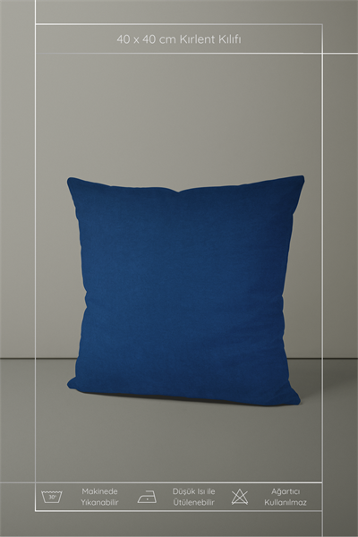 Kadife Dokulu Serisi Parlament Mavi Kırlent Kılıfı