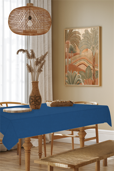 Kadife Dokulu Serisi Parlament Mavi Masa Örtüsü