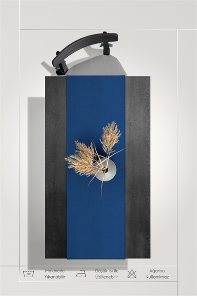 Kadife Dokulu Serisi Parlament Mavi Runner