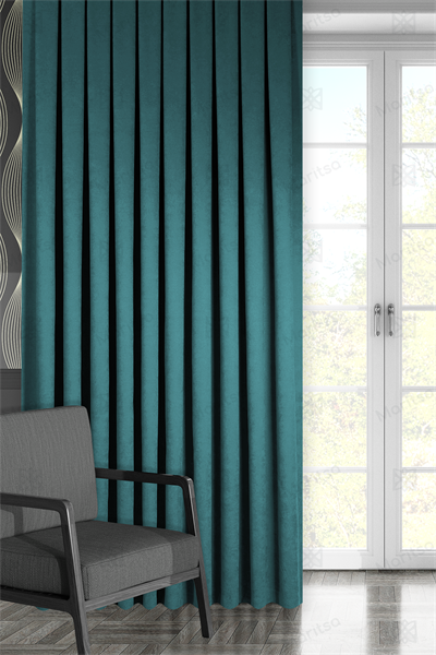 Kadife Dokulu Serisi Petrol Fon Perde