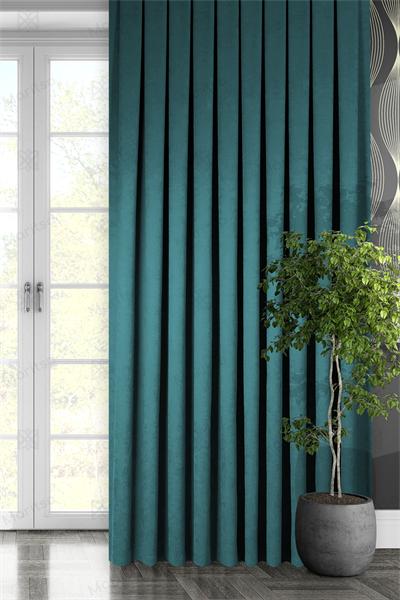 Kadife Dokulu Serisi Petrol Fon Perde