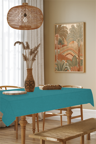 Kadife Dokulu Serisi Petrol Masa Örtüsü