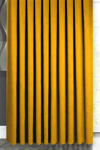 Kadife Dokulu Serisi Sarı Fon Perde