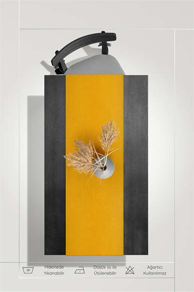 Kadife Dokulu Serisi Sarı Runner