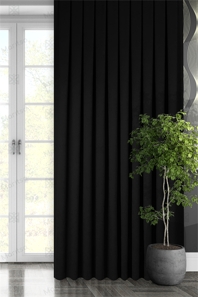 Kadife Dokulu Serisi Siyah Fon Perde