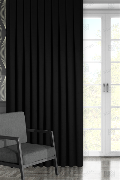 Kadife Dokulu Serisi Siyah Fon Perde