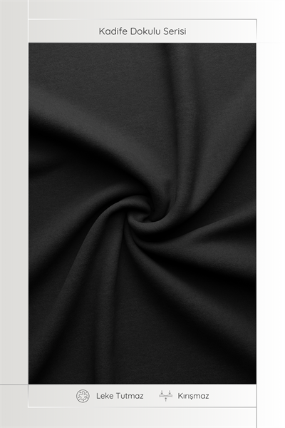 Kadife Dokulu Serisi Siyah Masa Örtüsü