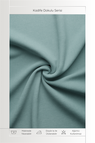 Kadife Dokulu Serisi Su Yeşili Fon Perde