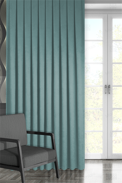 Kadife Dokulu Serisi Su Yeşili Fon Perde