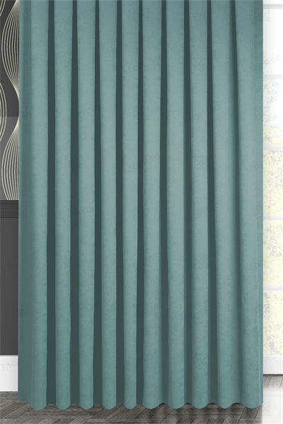 Kadife Dokulu Serisi Su Yeşili Fon Perde