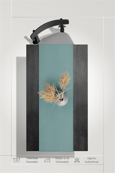 Kadife Dokulu Serisi Su Yeşili Runner