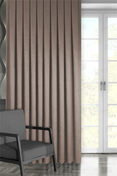 Kadife Dokulu Serisi Sütlü Kahve Fon Perde