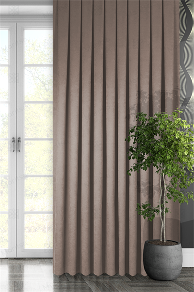 Kadife Dokulu Serisi Sütlü Kahve Fon Perde