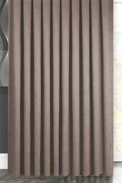 Kadife Dokulu Serisi Sütlü Kahve Fon Perde