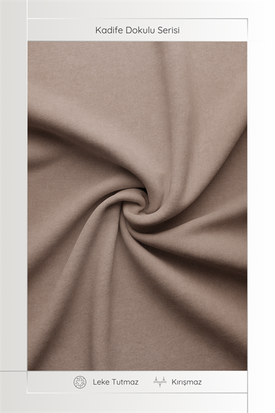 Kadife Dokulu Serisi Sütlü Kahve Masa Örtüsü