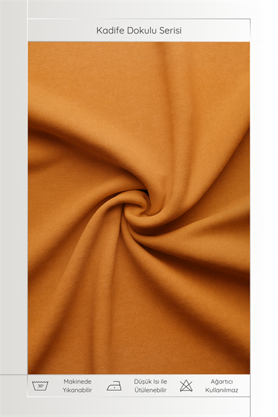 Kadife Dokulu Serisi Turuncu Fon Perde