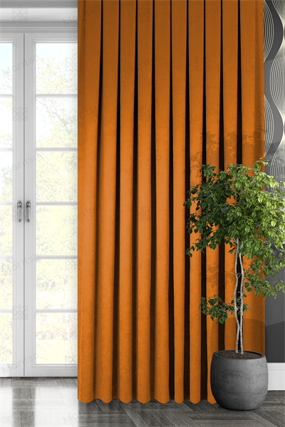 Kadife Dokulu Serisi Turuncu Fon Perde