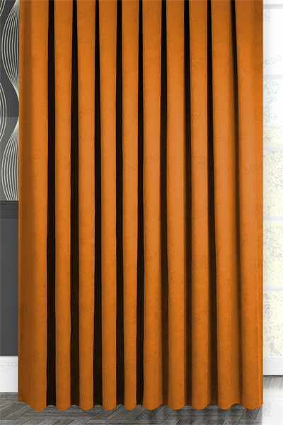 Kadife Dokulu Serisi Turuncu Fon Perde