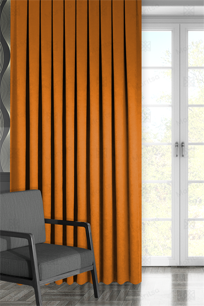 Kadife Dokulu Serisi Turuncu Fon Perde