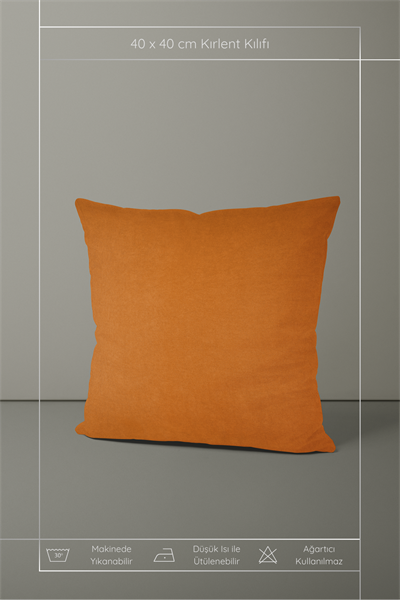Kadife Dokulu Serisi Turuncu Kırlent Kılıfı