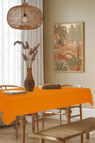 Kadife Dokulu Serisi Turuncu Masa Örtüsü