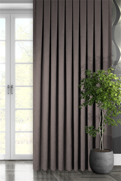 Kadife Dokulu Serisi Vizon Fon Perde