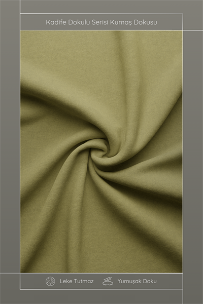 Kadife Dokulu Serisi Yağ Yeşili Kırlent Kılıfı