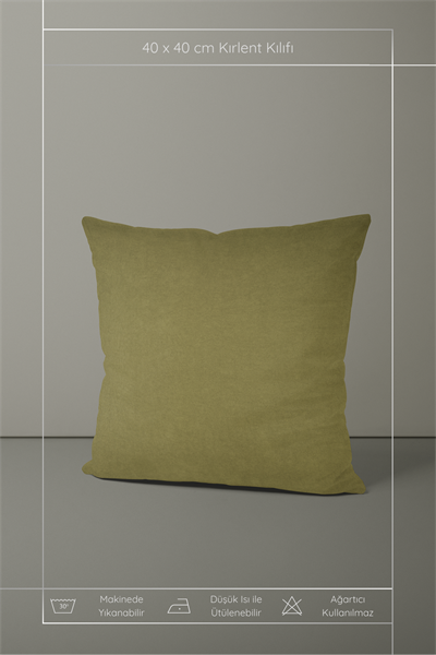 Kadife Dokulu Serisi Yağ Yeşili Kırlent Kılıfı
