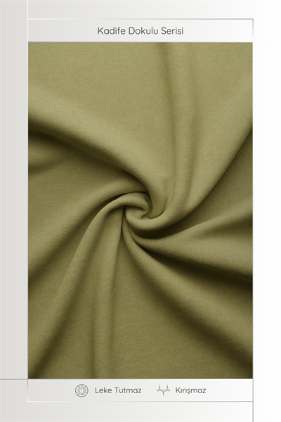 Kadife Dokulu Serisi Yağ Yeşili Masa Örtüsü