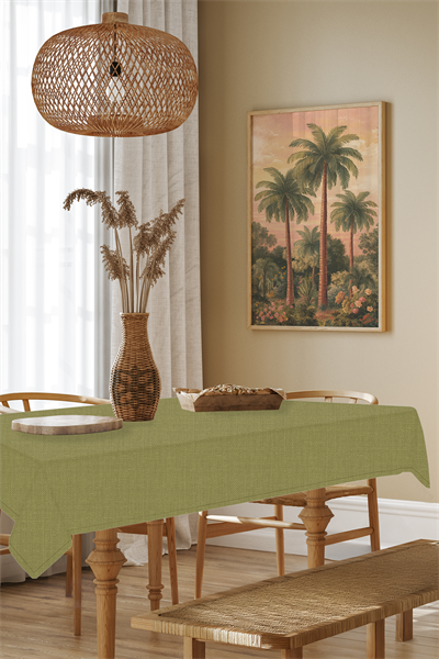 Keten Serisi Açık Yeşil Masa Örtüsü