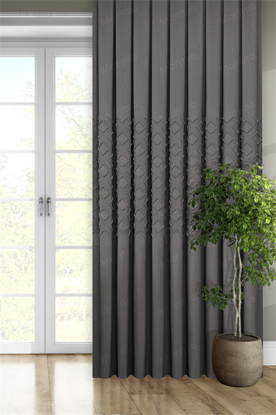 Keten Serisi Aztek Desen Antrasit Pano Fon Perde