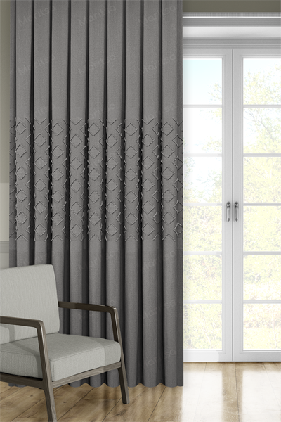 Keten Serisi Aztek Desen Gri Pano Fon Perde