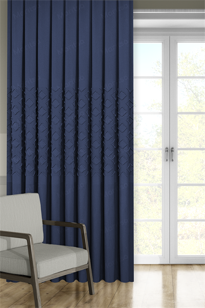 Keten Serisi Aztek Desen Lacivert Pano Fon Perde