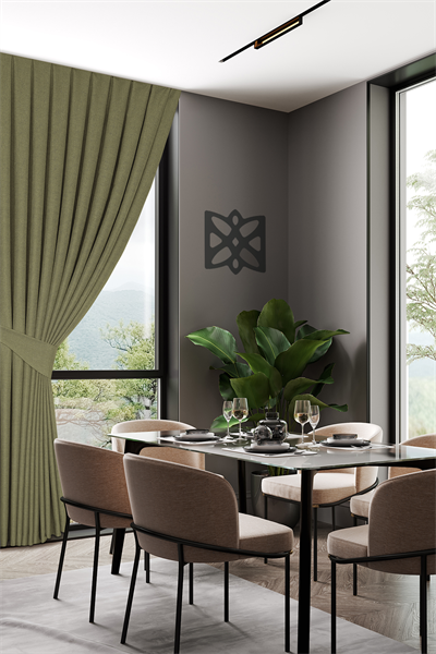 Keten Serisi Açık Yeşil Fon Perde