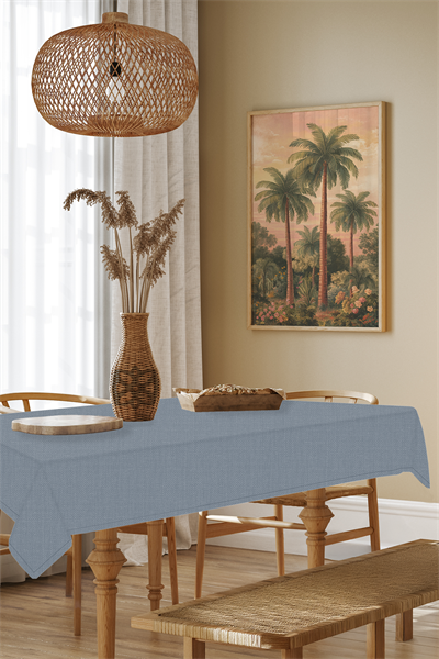 Keten Serisi İndigo Masa Örtüsü